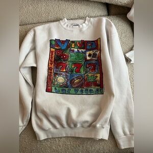 Viva Las Vegas Graphic Sweater - White Vintage 1990s